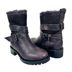 Ross & Snow Women US 5 Emilina Shearling Boots Frosted Winter Plum Made in Italy